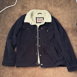 Levi's Men's Dark Jacket with Cream Sherpa Lining